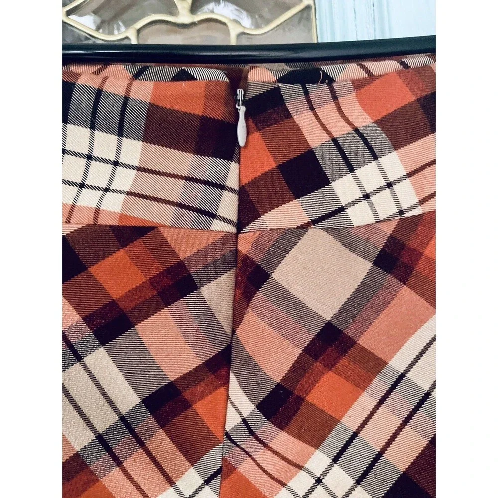 The Limited Y2K Pencil Skirt Plaid Women's Size 4 Orange - Picture 6 of 7